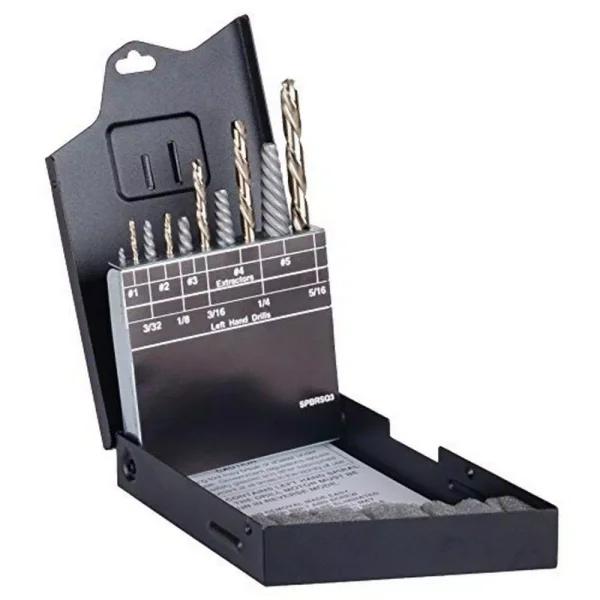 Viking Drill and Tool 10-Piece Hi-Carbon Steel Bolt Extractor Set with Metal Case