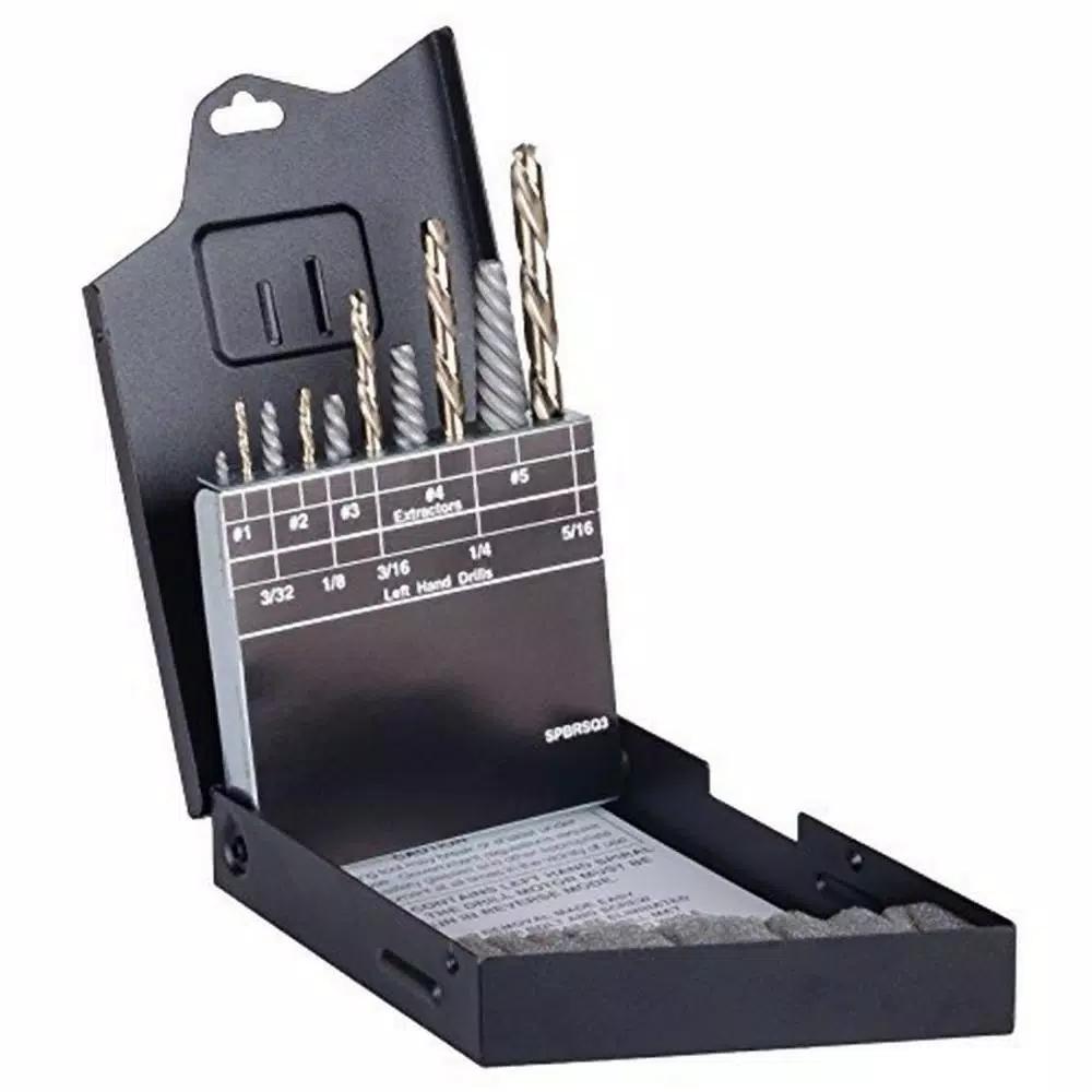 Viking Drill and Tool 10-Piece Hi-Carbon Steel Bolt Extractor Set with Metal Case