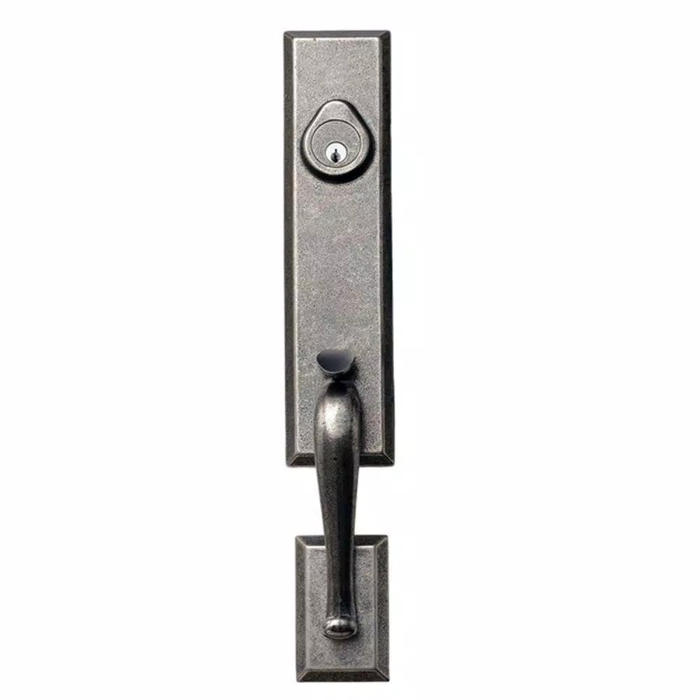 Delaney Hardware Sandcast Collection Stonehedge Aged Pewter Single Cylinder Deadbolt Entry Handleset with Tulum Knob