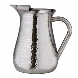 Elegance 72 oz. Hammered Stainless Steel Water Pitcher with Built-in Ice Guard thumbnail 1
