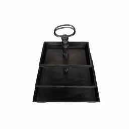 3R Studios Black Wood Three Tier Decorative Tray with Handles thumbnail 5