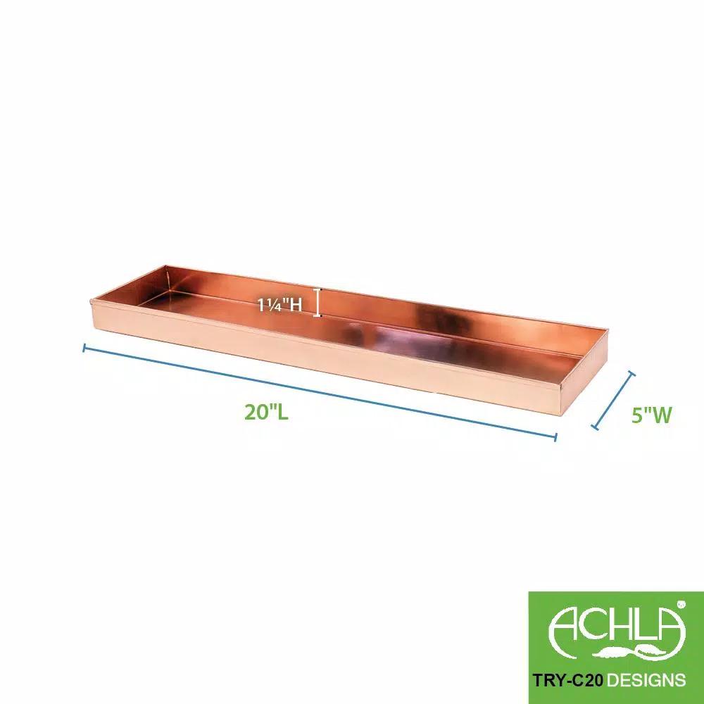 Achla Designs 20 in. Polished Copper Plated Stainless Steel Decorative Long Serving Tray