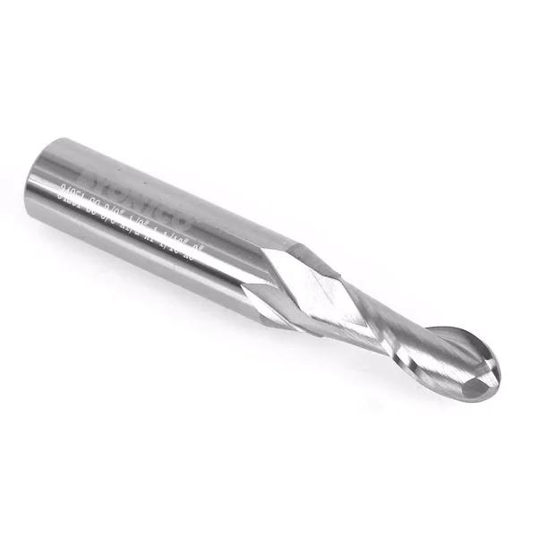 Yonico 3/8 in. Ball Nose Spiral End Mill, 1/2 in. Shank Solid Carbide 2-Flute CNC Router Bit