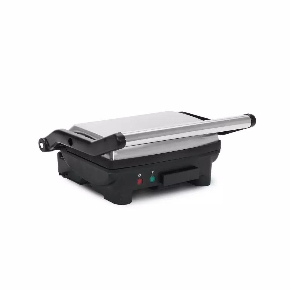 Elite Cuisine 3-in-1 Panini Press, Contact Grill and Indoor Grill, 1000W, Black Stainless Steel