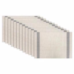 RITZ 12-Piece Grey Stripe Chambray Reversible Woven Indoor Outdoor Placemats thumbnail 1
