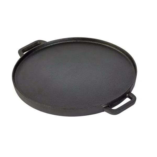 Basic Essentials 12 in. Pre-Seasoned Cast Iron Reversible Grill and Griddle Pan with Dual Handles