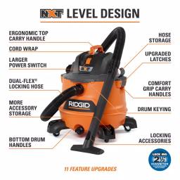 RIDGID 14 Gal. 6.0 Peak HP NXT Wet/Dry Shop Vacuum with 2.5 in. Hose and Accessories thumbnail 3
