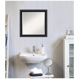 Amanti Art Nero 23 in. Square Beveled Edge Bathroom Vanity Mirror, Black Satin Wood Frame thumbnail 6