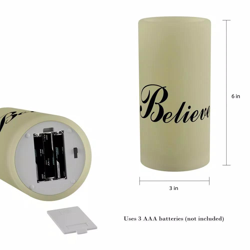 Lavish Home "Believe" Vanilla Scented LED Flameless Real Wax Candle with Remote Control