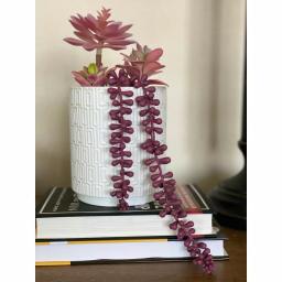 Flora Bunda 11.5 in. Pink Artificial Succulent in 5 in. White Greco Ceramic Pot thumbnail 4