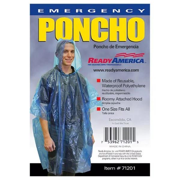 Ready America Emergency Poncho 50-Pack, Waterproof Disposable Rain Ponchos for Camping and Emergency Kits