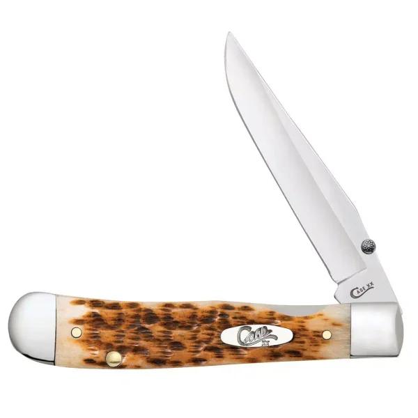 W.R. Case and Sons Cutlery Co. Case Kickstart Trapperlock Assisted Opening Pocket Knife - Amber Bone Peach Seed Jig