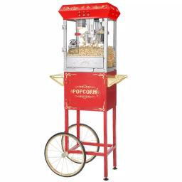 Unbranded Red Carnival Popcorn Popper Machine with Cart, 850W, 8 oz. Stainless Steel Kettle thumbnail 1