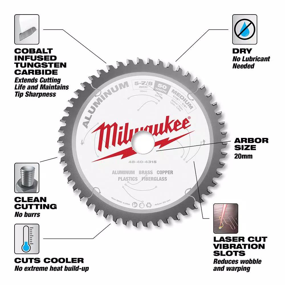 Milwaukee 5-7/8 in. 50T Carbide Metal Cutting Circular Saw Blade