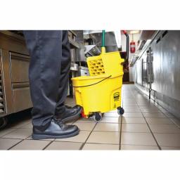 Rubbermaid Commercial Products Rubbermaid WaveBrake 35 Qt. 2.0 Side-Press Mop Bucket with Drain, Yellow thumbnail 3