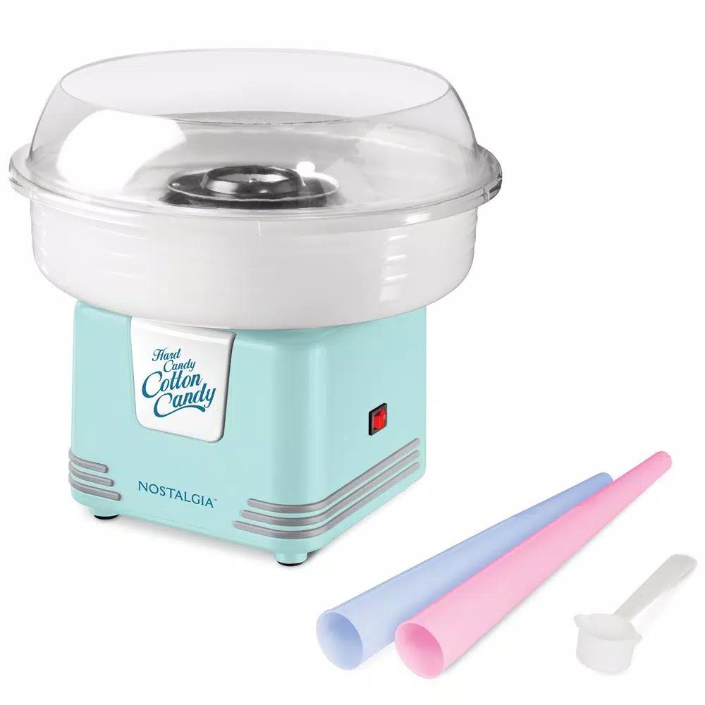 Nostalgia Retro Aqua Cotton Candy Maker - Works with Hard Candy & Sugar Free Candy