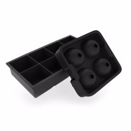 Chef Buddy Silicone Slow Melting Ice Cube Tray 2-Pack - Square and Round Ice Ball Molds thumbnail 2