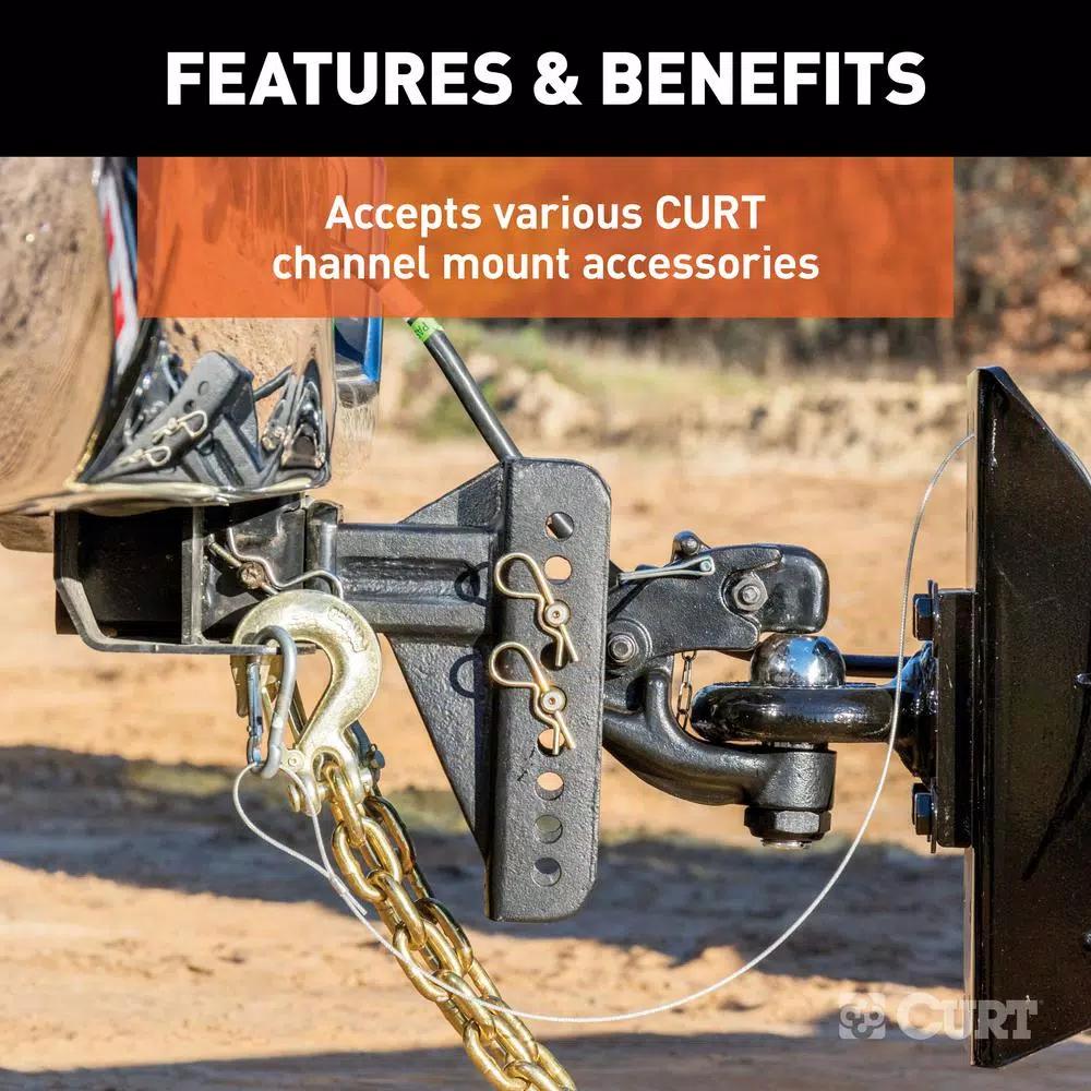 CURT Adjustable Channel Ball Mount, 2-1/2 in. Receiver, 6 in. Drop, Dual Ball 2 in. & 2-5/16 in.