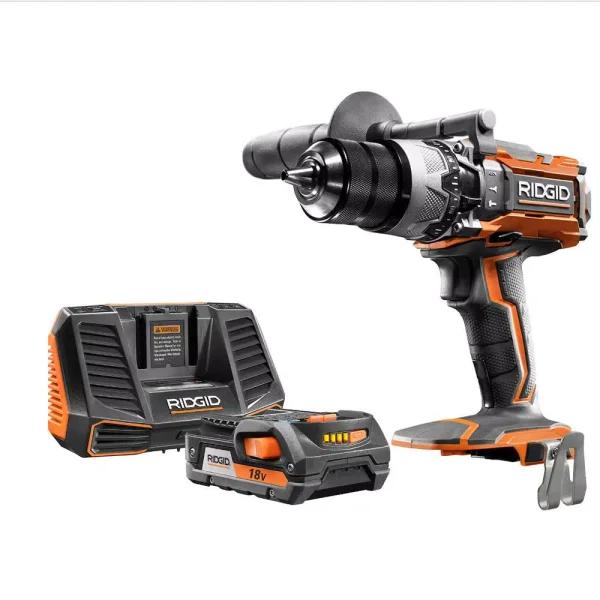 RIDGID 18V Lithium-Ion 1/2 in. Cordless Hammer Drill/Driver Kit with 2.0 Ah Battery and Charger