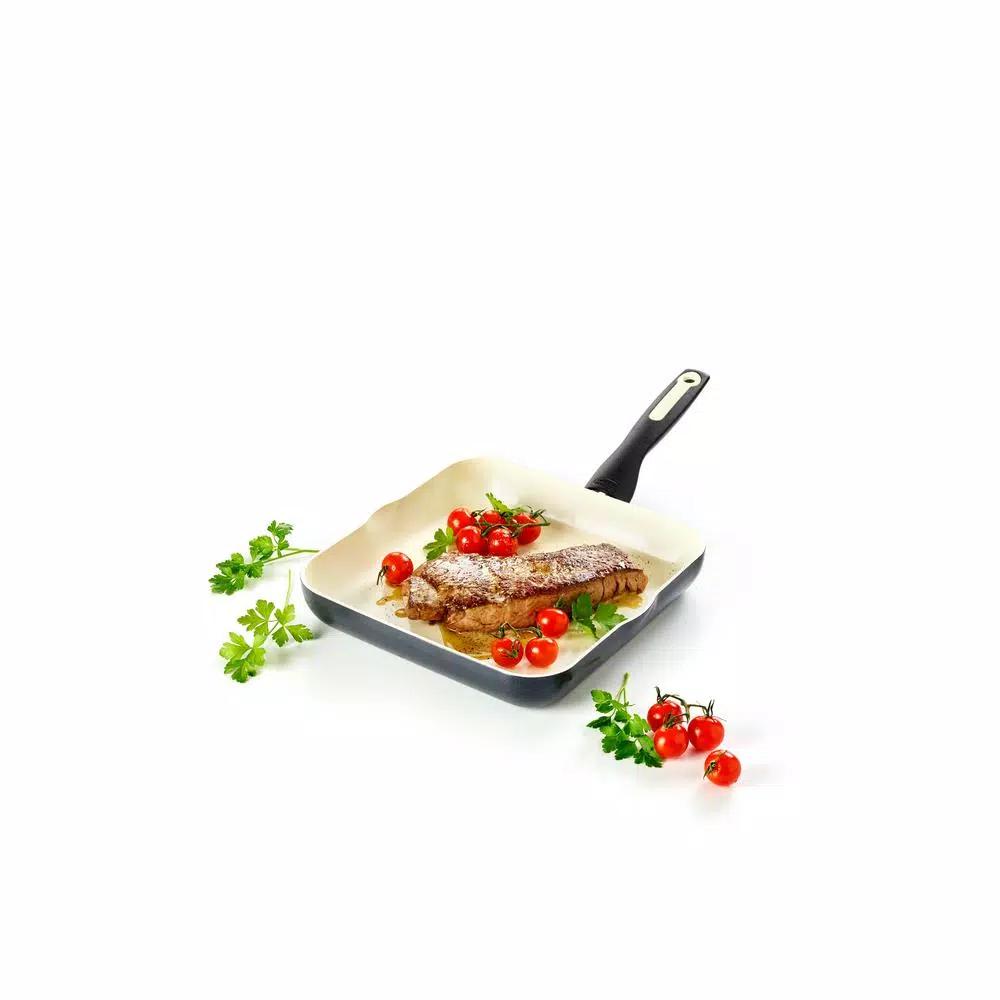 GreenPan Rio 10 in. Square Aluminum Ceramic Nonstick Griddle, Black