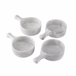 Over and Back 6 oz. Marble Grey Porcelain Handled Serving Bowls, Set of 4 thumbnail 1