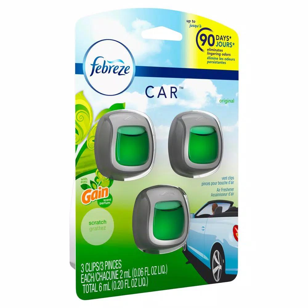 Febreze Car Air Freshener Vent Clips, Gain Original Scent, 3-Count