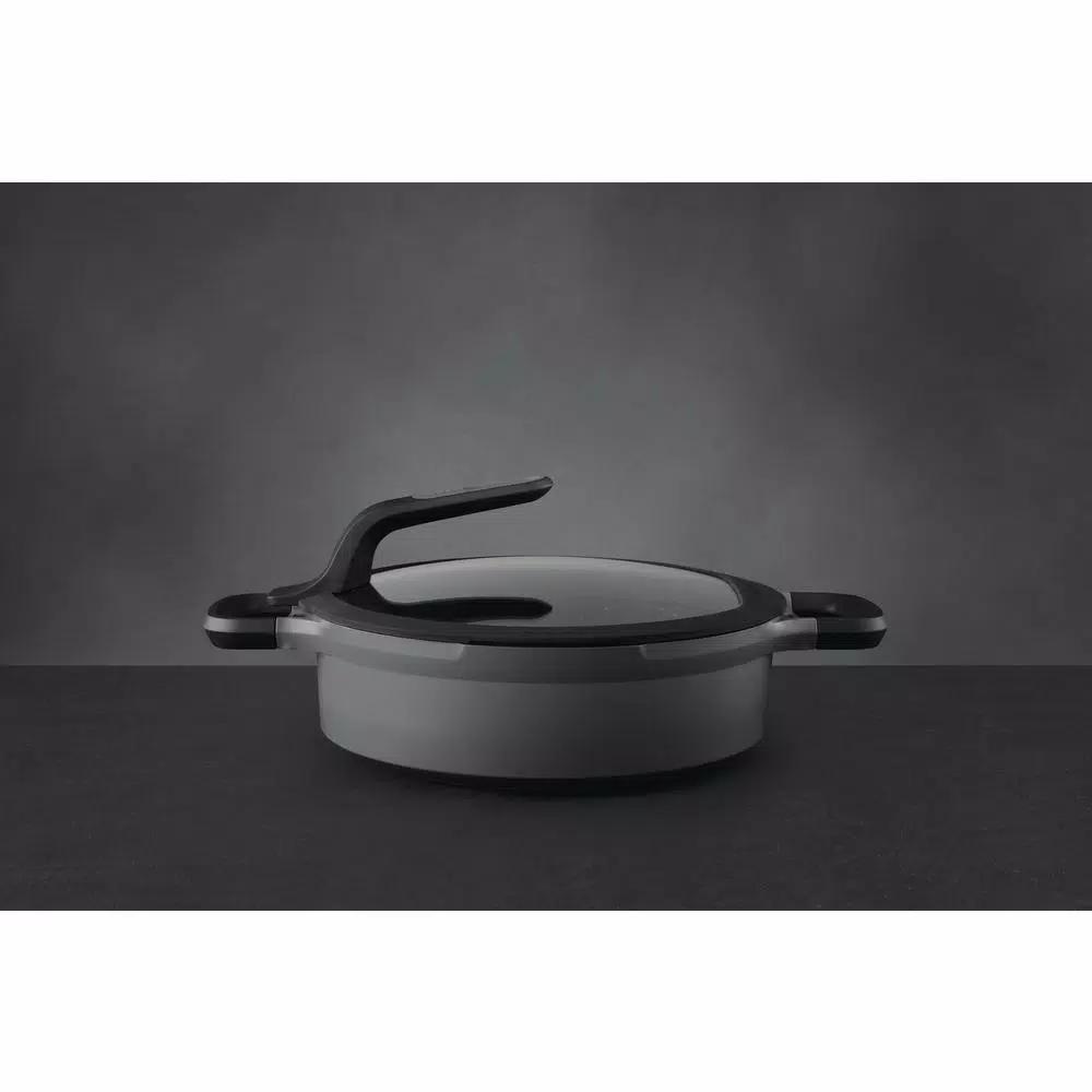 BergHOFF GEM Stay Cool 4.1 qt. Cast Aluminum Nonstick Saute Pan with Glass Lid, Gray