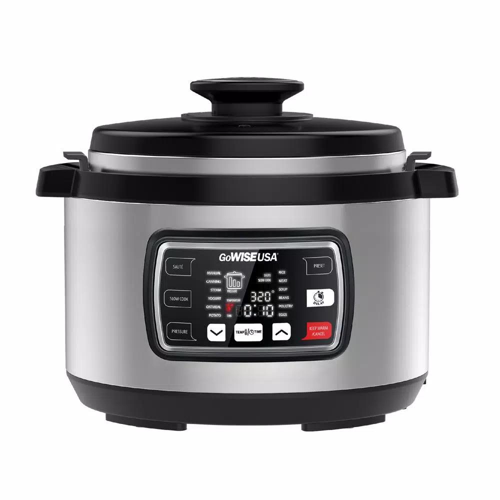 GoWISE USA Ovate 9.5 Qt. Stainless Steel Oval Electric Pressure Cooker with 6 Accessories