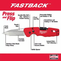 Milwaukee FASTBACK 5-in-1 Folding Utility Knife with 3 in. Tanto Blade thumbnail 2