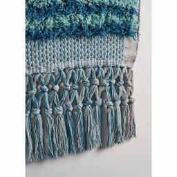 LR Home Coast Gray & Teal Fringed Tufted Cotton Wall Tapestry - Bohemian Coastal Wall Hanging thumbnail 2