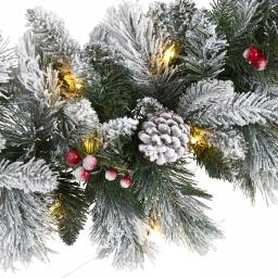 Nearly Natural 6 ft. Pre-lit Flocked Mixed Pine Artificial Christmas Garland with 50 LED Lights thumbnail 3