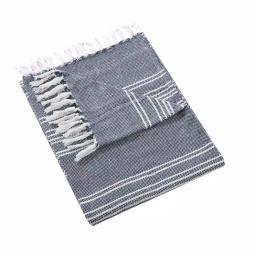 Unbranded MHF Home Blue and White Striped Cotton Blend Throw Blanket, 50 x 60 in. thumbnail 2