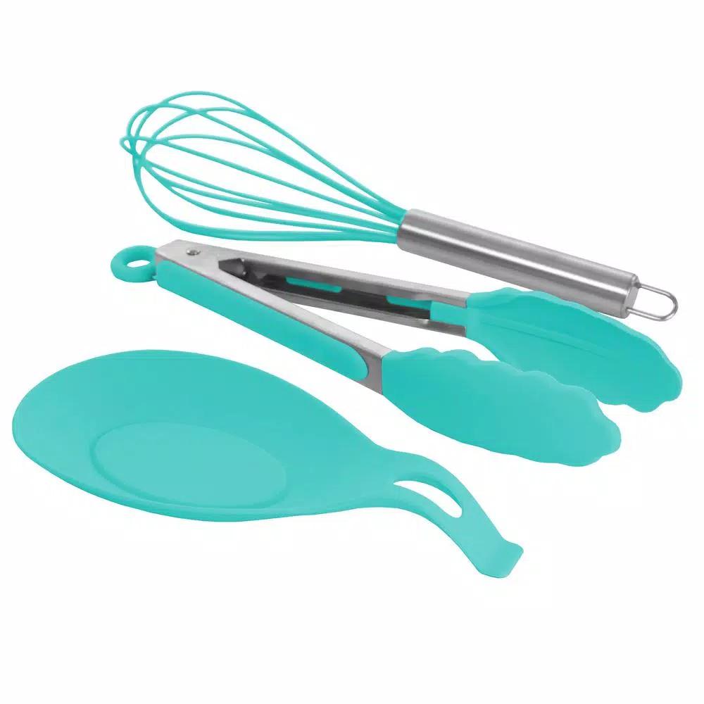 MegaChef 12-Piece Light Teal Silicone Kitchen Utensil Set