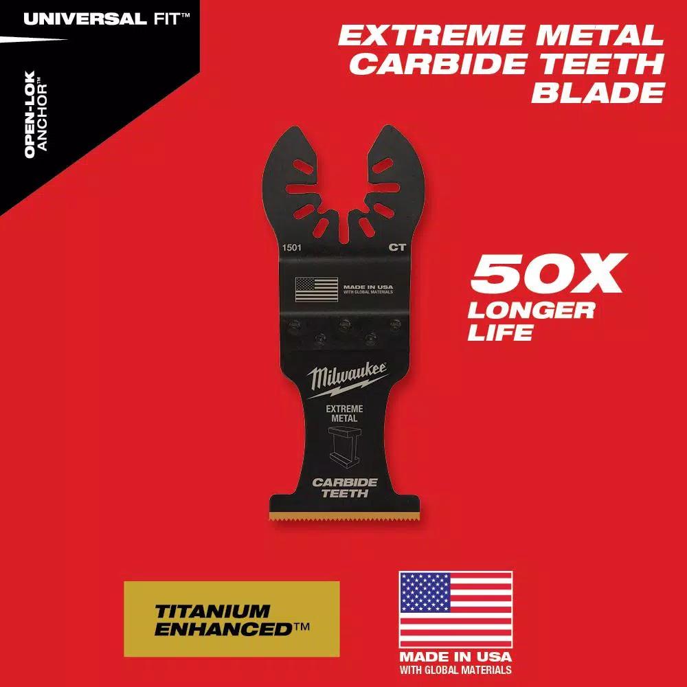 Milwaukee 1-3/8 in. Carbide Universal Fit Extreme Metal Cutting Oscillating Multi-Tool Blades, 10-Pack