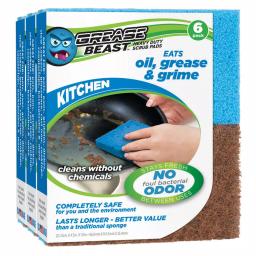 Grease Beast Heavy-Duty Odor and Bacteria Resistant Kitchen Scrub Sponge, 6-Pack thumbnail 2