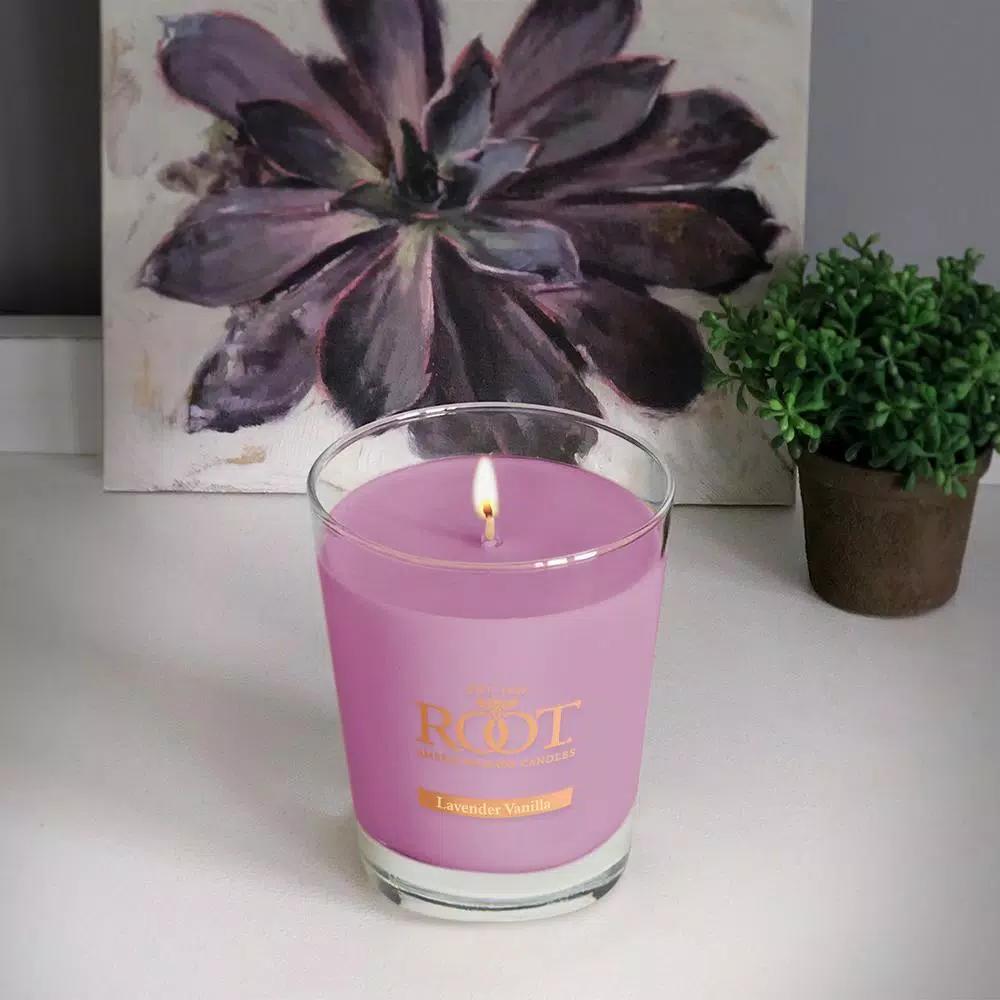 ROOT CANDLES Veriglass Lavender Vanilla Scented Soy Wax Filled Jar Candle