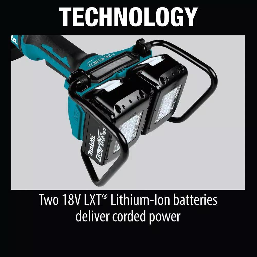 Makita 18V X2 LXT (36V) 9 in. Brushless Paddle Switch Angle Grinder Kit with 5.0 Ah Batteries & Grinding Wheels