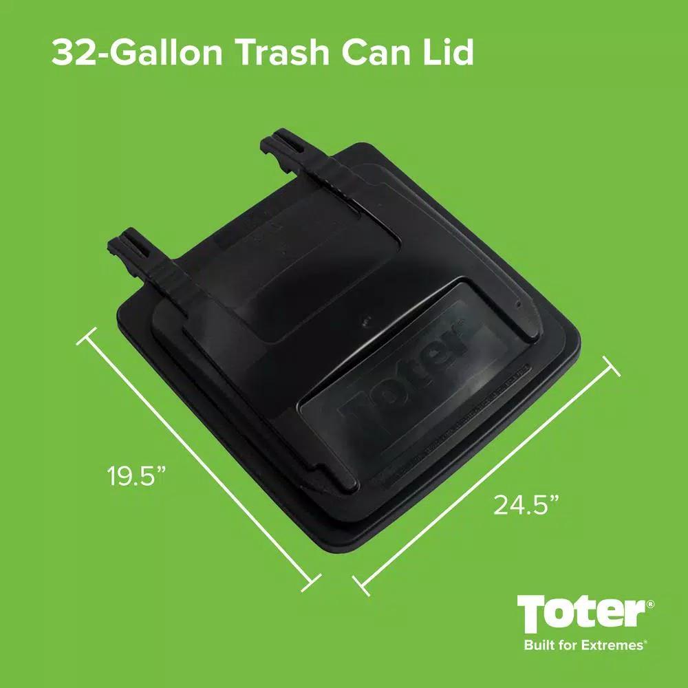 Toter Replacement Lid Kit for 32 Gallon Two Wheel Trash Can, Black