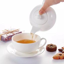 MALACASA White Porcelain Tea for One Set - 3 Piece Teapot, Teacup and Saucer Set thumbnail 4