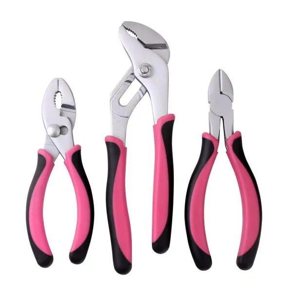 Apollo Tools 3-Piece Pink Pliers Set - 6 in., 6.5 in., and 8 in. Hand Tools