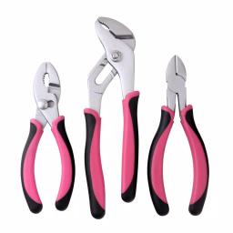 Apollo Tools 3-Piece Pink Pliers Set - 6 in., 6.5 in., and 8 in. Hand Tools thumbnail 1