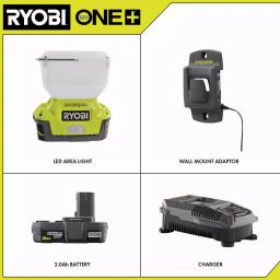 RYOBI 18V ONE+ Cordless LED Area Light Kit with EVERCHARGE Wall Mount Adaptor, 2.0 Ah Battery & Charger thumbnail 2