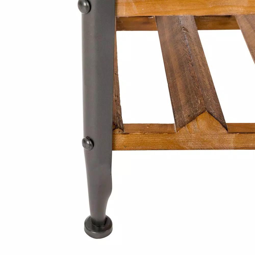 Glitzhome 34.25 in. Vintage Wood and Iron Wine Bottle and Glass Rack