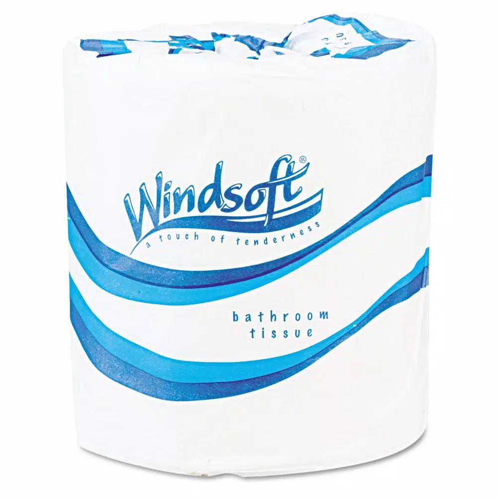 Windsoft Premium 2-Ply White Bath Tissue, 500 Sheets Per Roll, 96 Rolls per Carton