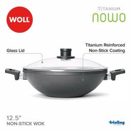 Frieling Woll Nowo 12.5 in. Titanium Reinforced Nonstick Cast Aluminum Wok with Glass Lid thumbnail 2