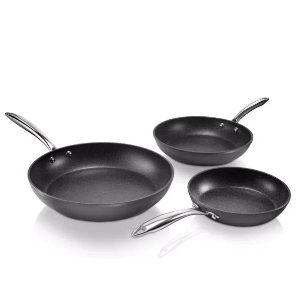 Granitestone Professional 3-Piece Hard Anodized Diamond Infused Nonstick Fry Pan Set, Induction Capable