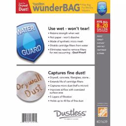 Dustless Technologies Wunderbag Micro Pre-Filter 2-Pack for Dustless 16 Gal. Wet/Dry and HEPA Vacuums thumbnail 3