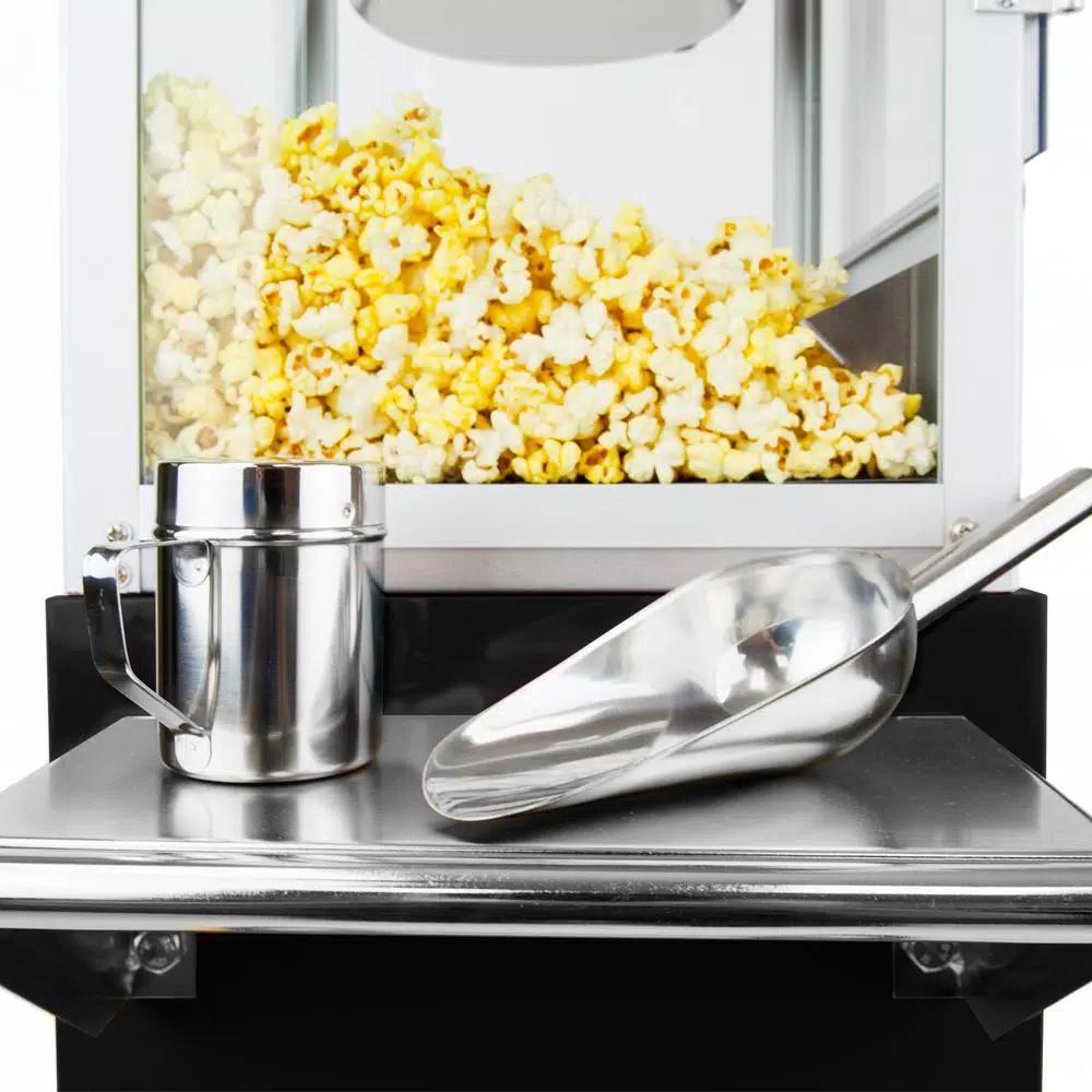 Funtime Sideshow Popper 8 oz. Popcorn Machine and Cart, Traditional Black Theater Style Popper