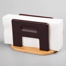 Creative Home Natural Bamboo Espresso Napkin Holder - Upright Tabletop Tissue Dispenser thumbnail 2