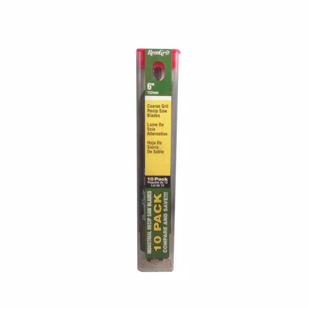 RemGrit 6 in. Carbide Grit Reciprocating Saw Blade, 3/4 in. x 0.032 in. (10-Pack)